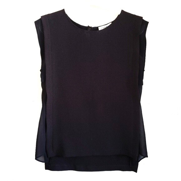 Sandro Paris Black Sleeveless Sheer Sides Keyhole Back Top size Medium - Picture 1 of 9